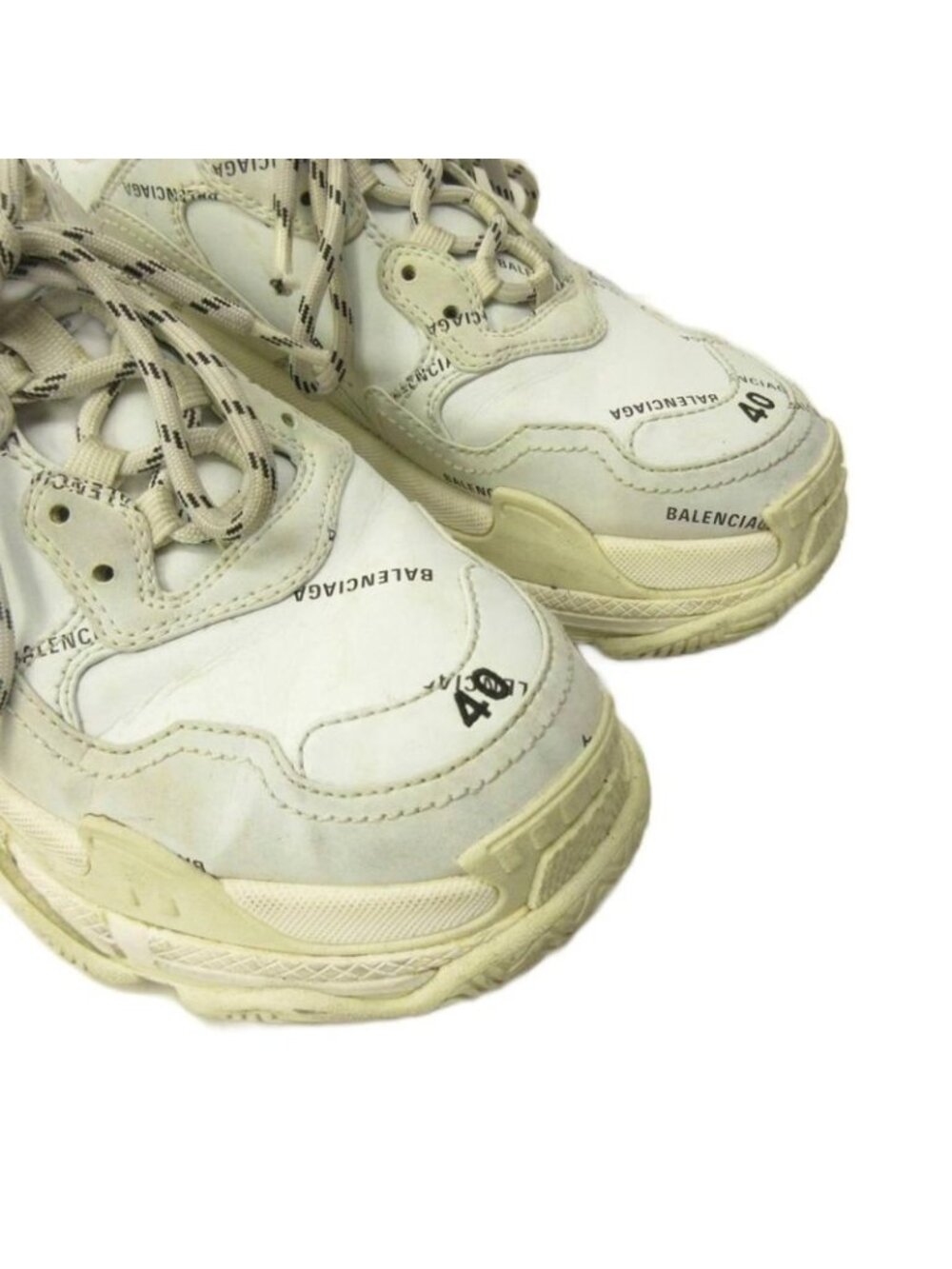 Balenciaga Triple S Sneakers Shoes Low Cut Thick Sole Leather 40 White - Picture 3 of 9